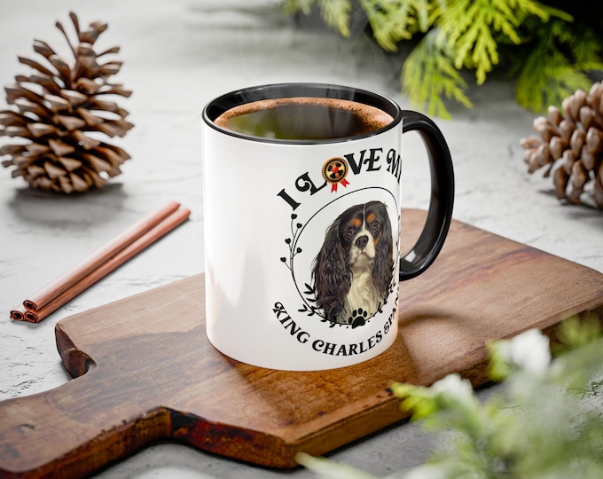 Cavalier King Charles Spaniel Mug, I Love My Spaniel Coffee Cup, Tricolor Cavalier Tea Cup, Dog Owner Ceramic Drinkware, Spaniel Lover Gift
