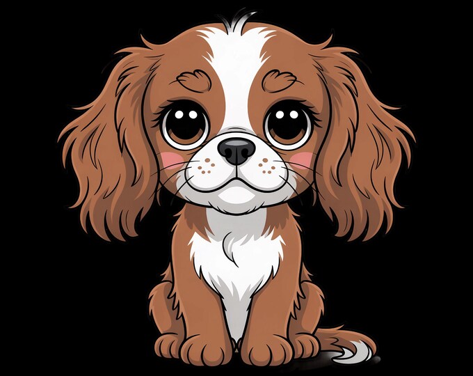 Cavalier Clipart, Cute Puppy Clipart, Dog Clipart, Baby Animal Clipart, Puppy Nursery Clipart, Dog PNG, Cavalier Spaniel Art