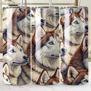 Husky Tumbler Wrap, Dog Breed 20oz Skinny Tumbler PNG, Pet Sublimation Designs, Animal Tumbler Wrap, Digital Download