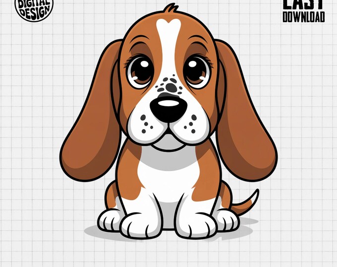 Basset Hound Clipart, Cute Puppy Clipart, Dog Clipart, Animal Clipart, Nursery Clipart, Baby Shower Clipart, Basset Hound PNG