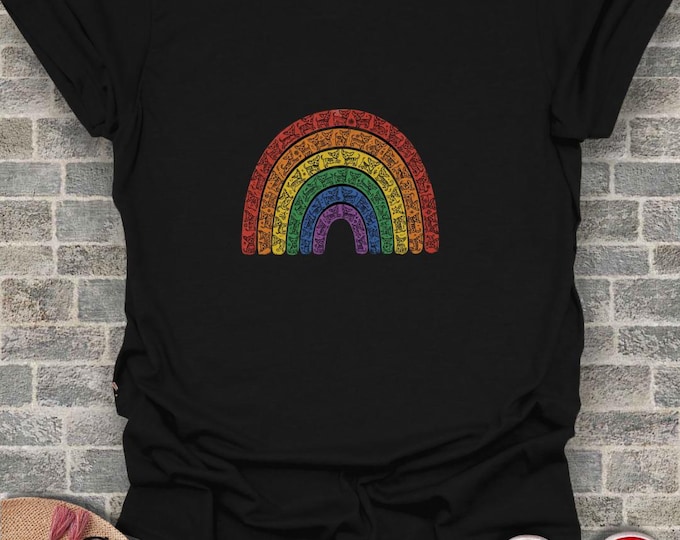 Vibrant Rainbow Chihuahua T-Shirt, Pride Dog Lover Gift, Cute Puppy Graphic Tee, Colorful Pet Apparel, Dog Mom Dad Shirt, LGBTQ Supporter