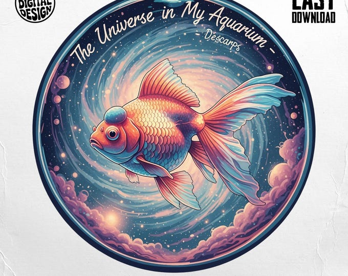 Gold Fish T-Shirt, Universe Aquarium, Digital Download Png, Aquarium Clipart, Gold Fish Clipart, Aquarium PNG, Fantasy Aquarium