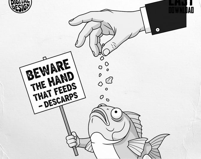 Hand Feeds Digital, Funny Fish Art T-Shirt, Fish Design, Beware Sign Clipart, Sarcastic PNG, Digital Download Png, Funny Fish Gift
