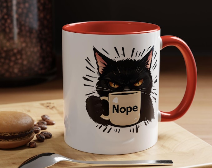Grumpy Cat Coffee Mug Black Cat Mug Design For Gift Office Tea Holder For Beverage Container Nope Ceramic Cup Morning Drink Desk Accessory