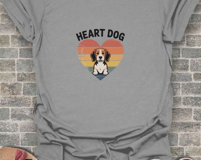 Beagle Heart Dog T-Shirt, Retro Pet Lover Tee, Cute Puppy Shirt, Vintage Style Dog Shirt, Gift For Dog Owner, Dog Breed Tee