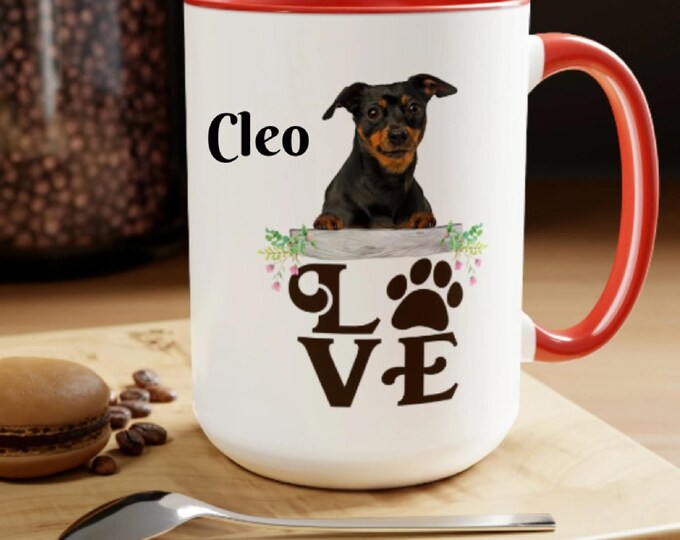Min Pin Mug 15oz Ceramic Cup: Personalized Miniature Pinscher Design for Dog Lovers