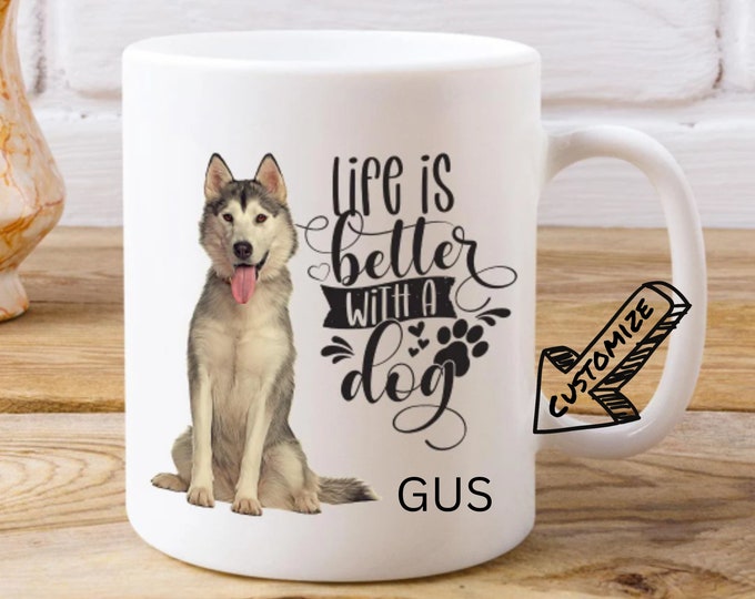 Customized Dog Lover Gift Husky Personalized Ceramic Dog Mug Unique Dog Mug Dog Lover Mug Ceramic Dog Mug With Name Custom Dog Breed Mug