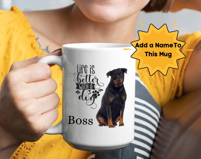Dog Mug Ceramic Rottweiler Coffee Mug Gift For Her Personalized Ceramic Dog Mug Custom Dog Coffee Mug Dog Lover Mug Custom Dog Breed Mug
