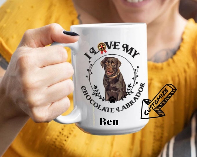 Custom Chocolate Lab Mug - Personalized Labrador Retriever Coffee Cup - Chocolate Lab Lover Gift Ceramic Drinkware - Pet Owner Mug