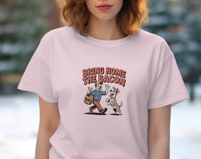 Bring Home Bacon T-Shirt, Dog Lover Shirt, Funny Animal Tee, Retro Cartoon T Shirt, Cute Dog Graphic Tee, Funny Dog Lover T-Shirt, Pet Owner