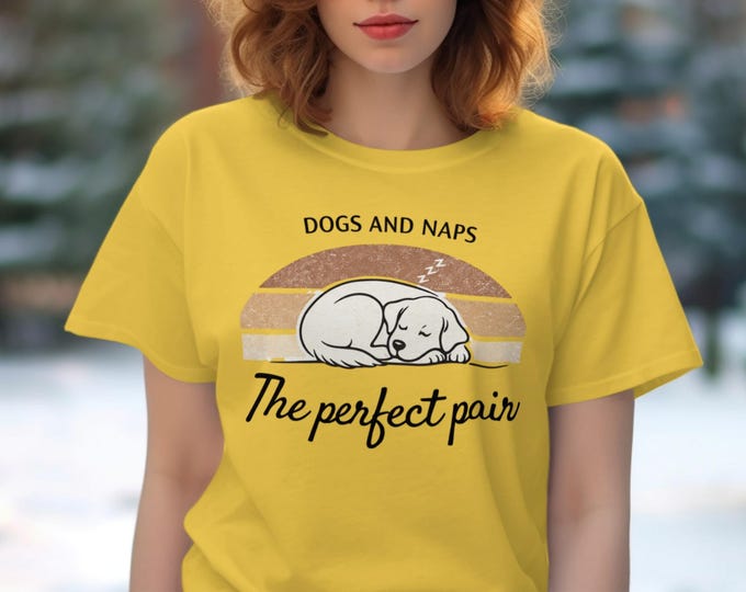 Dogs Naps Perfect Pair T-Shirt, Sleeping Puppy Dog Lover Tee, Golden Retriever Lab Mom Gift, Pet Owner Casual Shirt, Cute Animal Design