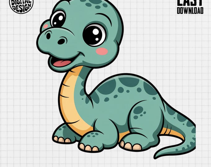 Baby Brachiosaurus Clipart, Cute Baby Animal Clipart, Baby Nursery Clipart, Jurassic Safari, Baby Shower Clipart, Baby Dinosaur PNG