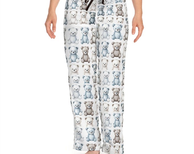 Cute Teddy Pants: Women's Soft Fleece, All Over Print, Relaxed Fit, Brown