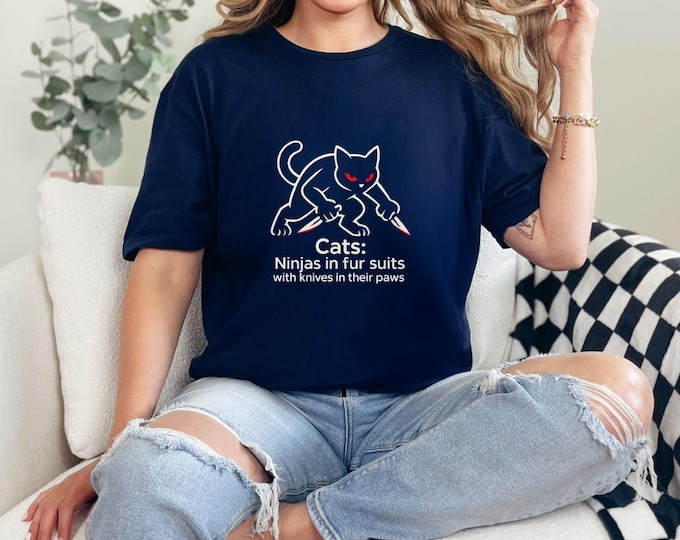 Funny Cat Shirt Design Ideas for Gift Cat Lover Ninja Tshirt Graphic Tee Unisex Cotton Casual Wear Animal Print Quirky Apparel Birthday