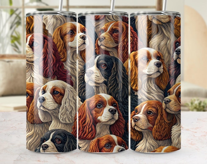 Cavalier Tumbler Wrap, King Charles Spaniel Tumbler PNG, Dog Sublimation Designs, Pet Tumbler Wrap, Digital Download