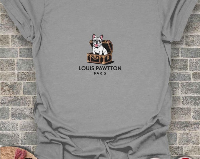 French Bulldog T-Shirt, Louis Pawtton Paris Tee, Cute Dog in Suitcase Shirt, Funny Dog Lover Gift, Trendy Pet Design T-Shirt