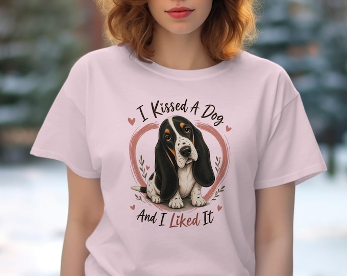 Basset Hound T-Shirt, Adorable Dog Lover Gift, 'I Kissed A Dog And I Liked It' Tee, Cute Puppy Dog Mom Dad Shirt, Pet Owner Apparel, Funny