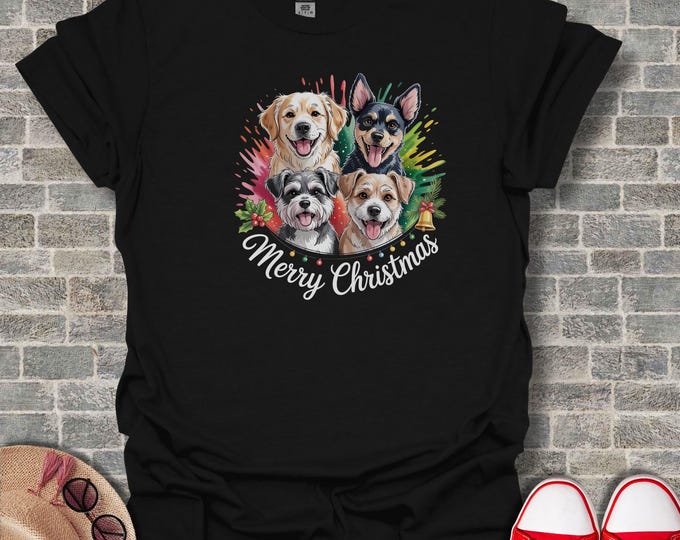 Christmas Dog Shirt Holiday Design Pet Clothing Lover Christmas Gift Idea Perfect Winter Wear Unisex Tee Golden Retriever Chihuahua