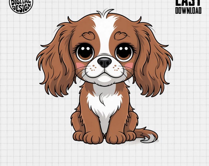 Cavalier Clipart, Cute Puppy Clipart, Dog Clipart, Baby Animal Clipart, Puppy Nursery Clipart, Dog PNG, Cavalier Spaniel Art