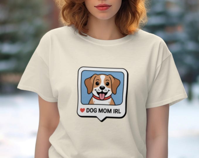 Dog Mom IRL T-Shirt, Cute Puppy Shirt, Dog Lover Tees, Funny Dog Graphic Shirt, Pet Owner Gift, Beagle Lover Present, Dog Mom Outfit