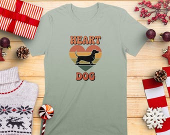 Camiseta con corazón de perro salchicha, camiseta con perro salchicha, gráfico retro de perro salchicha, camiseta para amantes de los perros, camiseta con perro salchicha, gráfico de perro lindo