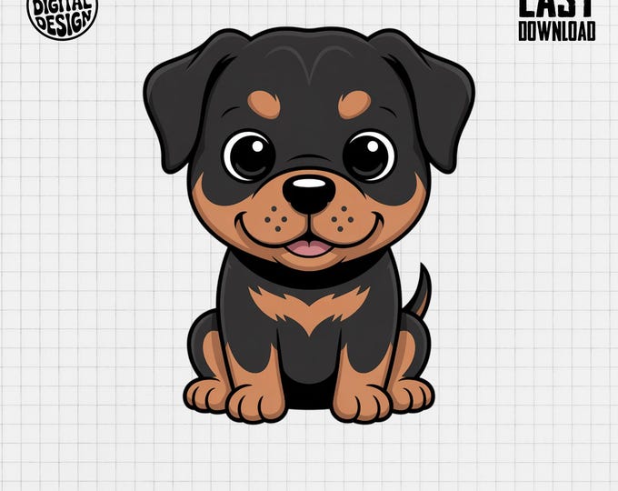 Rottweiler Clipart, Cute Dog Clipart, Baby Animal Clipart, Puppy Clipart, Dog Nursery Clipart, Baby Shower Clipart, Dog PNG