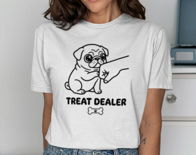 Treat Dealer Pug T-Shirts, Cute Dog Shirts, Dog Lover Gift, Funny Pet T Shirts, Adorable Puppy Tee, Pet Owner Shirt, Pug Lover Apparel