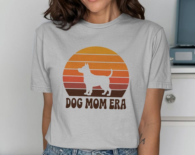 Dog Mom Era T-Shirt, Retro Sunset, Dog Lover Gift, Pet Owner Tee, Dog Breed Shirt, Cute Dog TShirt, Trendy Dog Mom Shirt, Gift for Her
