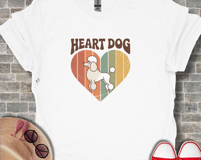 Heart Dog T-Shirt, Retro Poodle, Pet Lover Shirt, Cute Puppy Tee, Dog Mom Gift, Funny Dog Shirt, Animal Lover T Shirt, Aesthetic Shirt