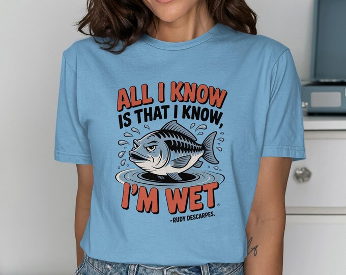 Funny Fish Shirt Humor Tee Fishing Enthusiast Gift Idea Statement Top Quirky Design Cotton Apparel Casual Wear Conversation Starter Outfit