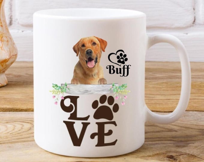Yellow Labrador Mug Ceramic 15oz: Custom Dog Art Coffee Cup