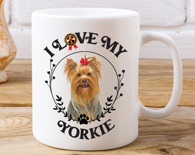 Yorkie Puppy Coffee Mug - Cute Yorkie Gift Mug for Dog Lovers - Adorable Yorkie Print Coffee Cup - Unique Yorkie Lover Drinkware