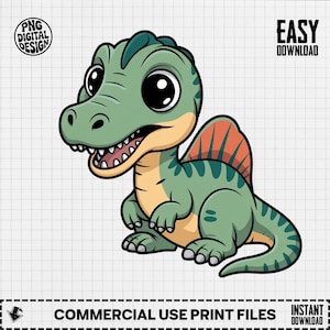 Baby Spinosaurus Clipart, Cute Dinosaur Clipart, Baby Animal Clipart, Prehistoric Clipart, Baby Shower Clipart, Dinosaur PNG
