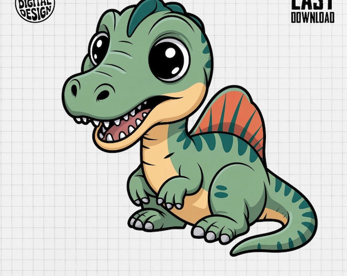 Baby Spinosaurus Clipart, Cute Dinosaur Clipart, Baby Animal Clipart, Prehistoric Clipart, Baby Shower Clipart, Dinosaur PNG