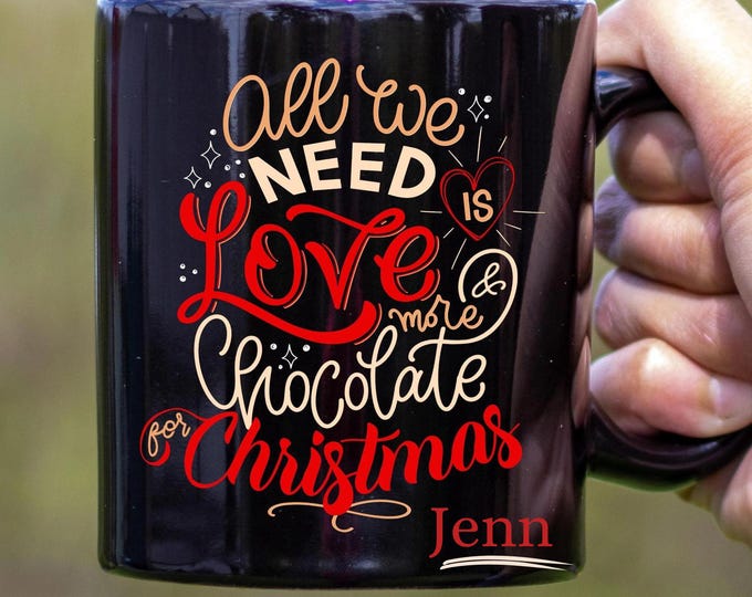 Christmas Gift Love Chocolate Merry Xmas Mug, Secret Santa Present, Xmas Mug For Her, Christmas Decor Indoor, Winter Mug, Holiday Coffee Cup