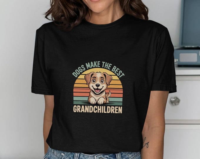 Best Grandchildren Dog T-Shirt, Cute Puppy Tee, Funny Grandparent Gift, Dog Lover Shirt, Cartoon Dog Design T-Shirts