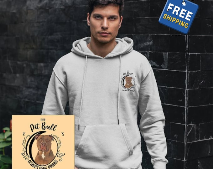 Gift For Him Hoodie Dog Lover Sweatshirt Pit-Bull Adult Hoodie Paw Prints On My Heart Pullover Hoodie Pet Sweatshirt Oversized Hoodie Sweat