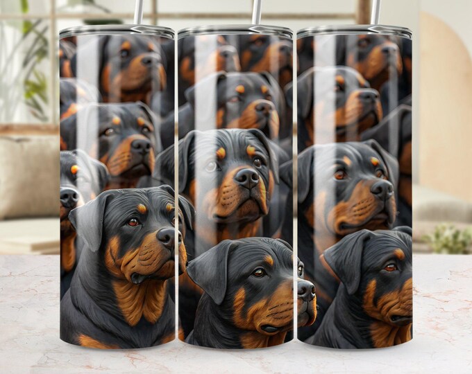 Rottweiler Tumbler Wrap, 20oz Skinny Rottweiler PNG, Dogs Sublimation Designs, Rottweiler Digital Download