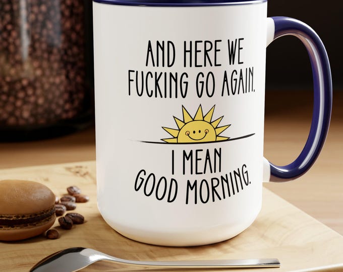 Ceramic Coffee Mug Two Tone Colorful Cup Morning Large Office Desk Accessory Gift Men Kitchen Counter Essential Daily Beverage Stylish