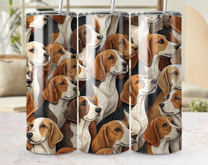 Beagle Tumbler Wrap, Dog Breeds 20oz Skinny Tumbler PNG, Dog Lover Gift, Cute Puppy Sublimation Designs, Seamless Digital Download