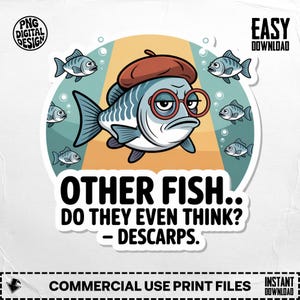Cartoon Fish Clipart, Funny Fish Digital, T-Shirt Design, Fish Png, Other Fish, Fish With Glasses, Cute Fish TShirt, Digital Download Png