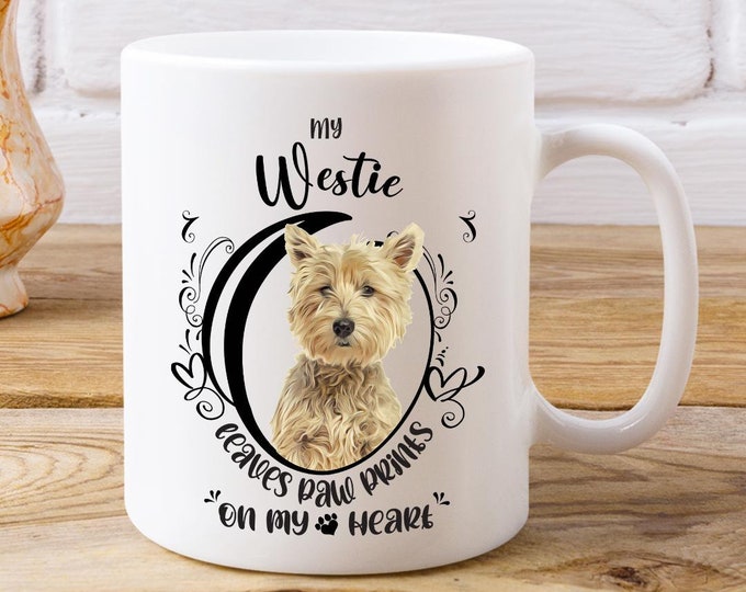 Westie Coffee Mug Paw Prints On My Heart Dog Mug For Grandma Gift Mother's Day Mug Custom Grandma Mug Meemaw Mug Granny Gift Mug
