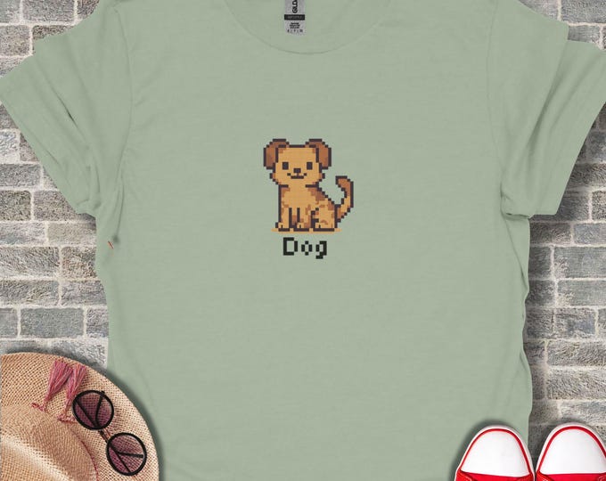Pixel Dog T-Shirt, 8 bit Dog Tee, Cute Puppy Shirt, Retro Gaming Design, Funny Pet Lover Gift, Pixel Art Shirt, Animal TShirt