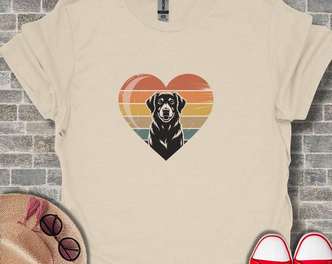 Golden Retriever T-Shirt, Dog Lover Gift, Retro Heart Tee, Pet Portrait Shirt, Canine Apparel, Dog Breed T-Shirt, Animal Lover Outfit