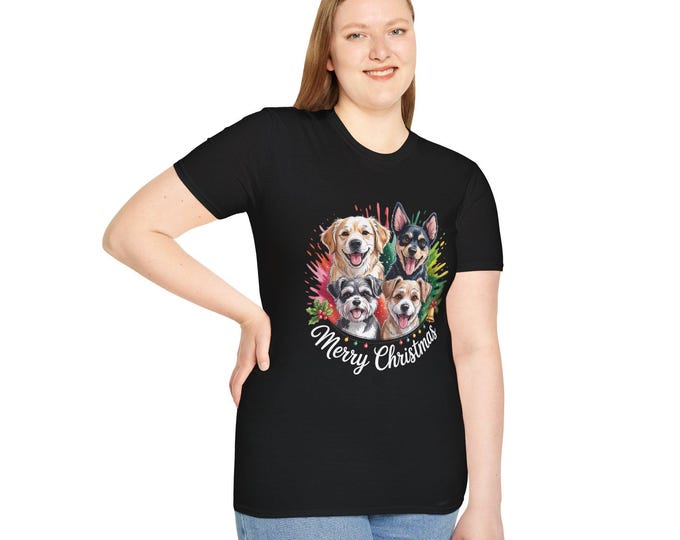 Christmas Dog Shirt Holiday Design Pet Apparel Dog Lover Christmas Gift Idea Perfect Winter Wear Unisex Tee Golden Retriever Chihuahua