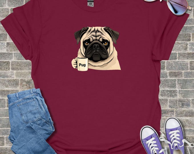 Pug Christmas Shirt: Coffee Theme Holiday Tee