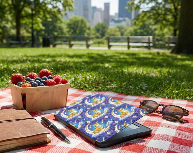 Corgi Kindle Case, Moon and Stars, Stained Glass Design, Dog Lover Gift, Unique Kindle Cover, Trendy eBook Reader Case