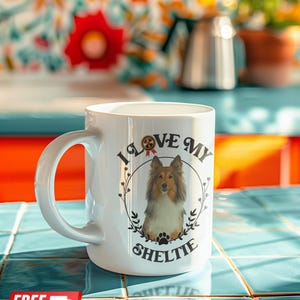 Sheltie Ceramic Mug, Dog Lover Gift, Pet Owner Present, Shetland Sheepdog Coffee Cup, I Love My Sheltie Mug