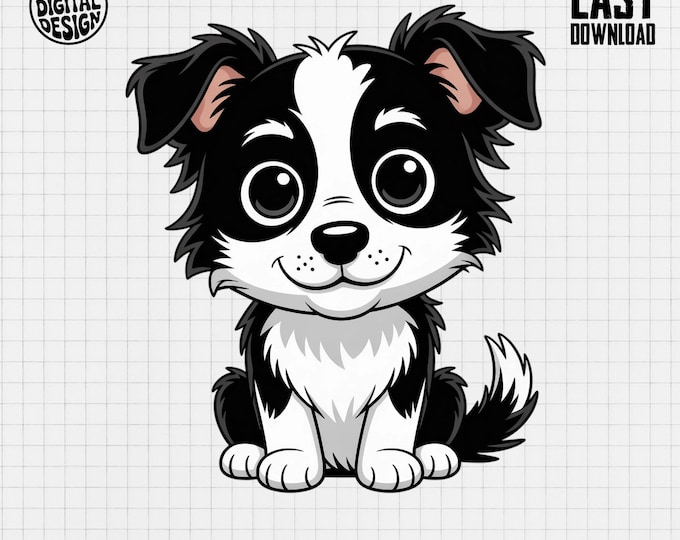 Border Collie Clipart, Cute Dog Clipart, Baby Animal Clipart, Nursery Clipart, Puppy Clipart, Baby Shower Clipart, Collie PNG