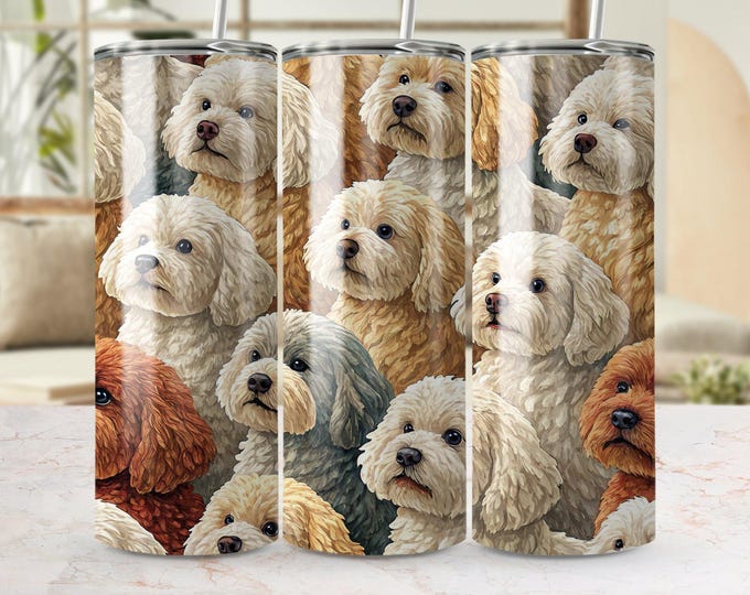 Cute Dogs Tumbler Wrap, Poodle Tumbler PNG, Puppy Sublimation Designs, Dog Tumbler Wrap, Animal Tumbler, Digital Download